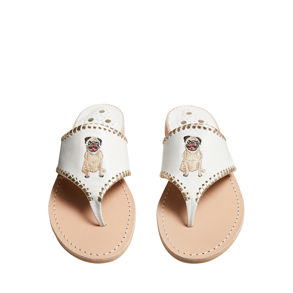 Pug Embroidered Sandal