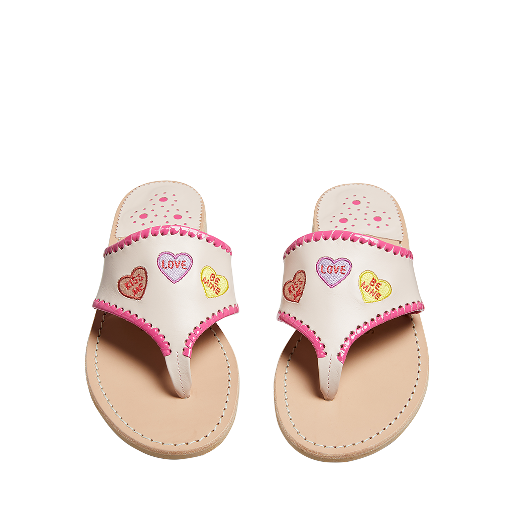 Embroidered Conversation Hearts Sandal