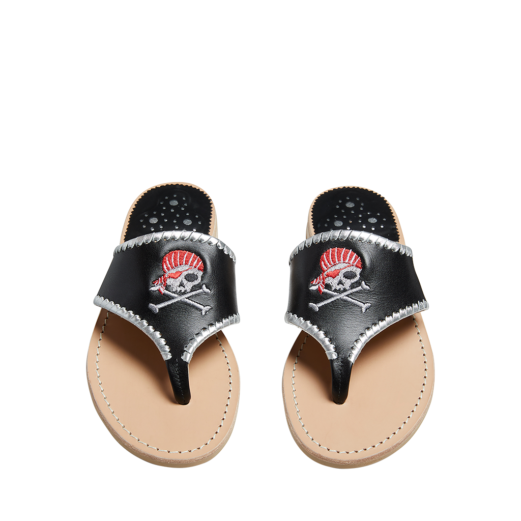 Embroidered Heart Jolly Roger Sandal - Click Image to Close